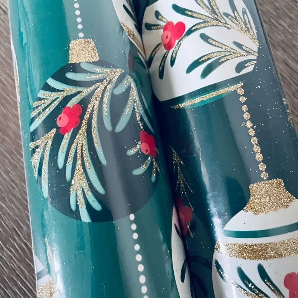Vintage Glam Christmas Ornaments Glitter Premium Wrapping Paper Gift Wrap
